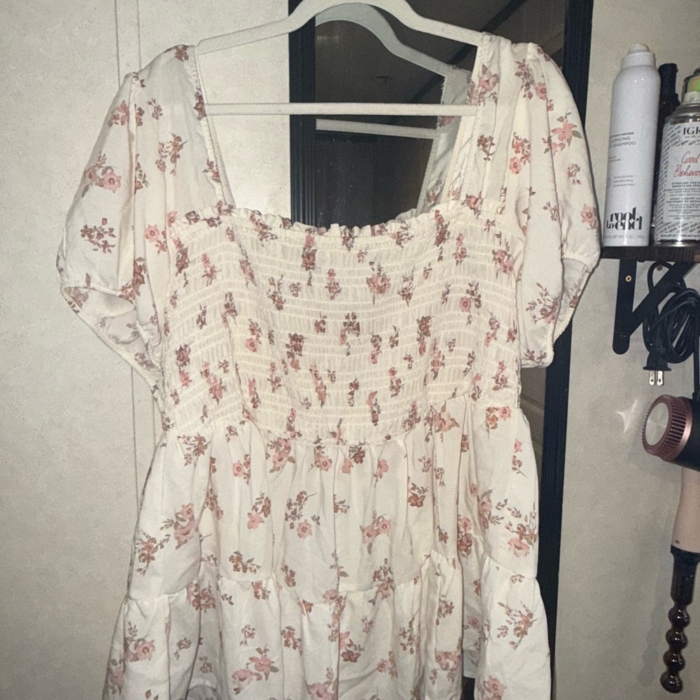 Torrid Cream and Pink Floral Blouse